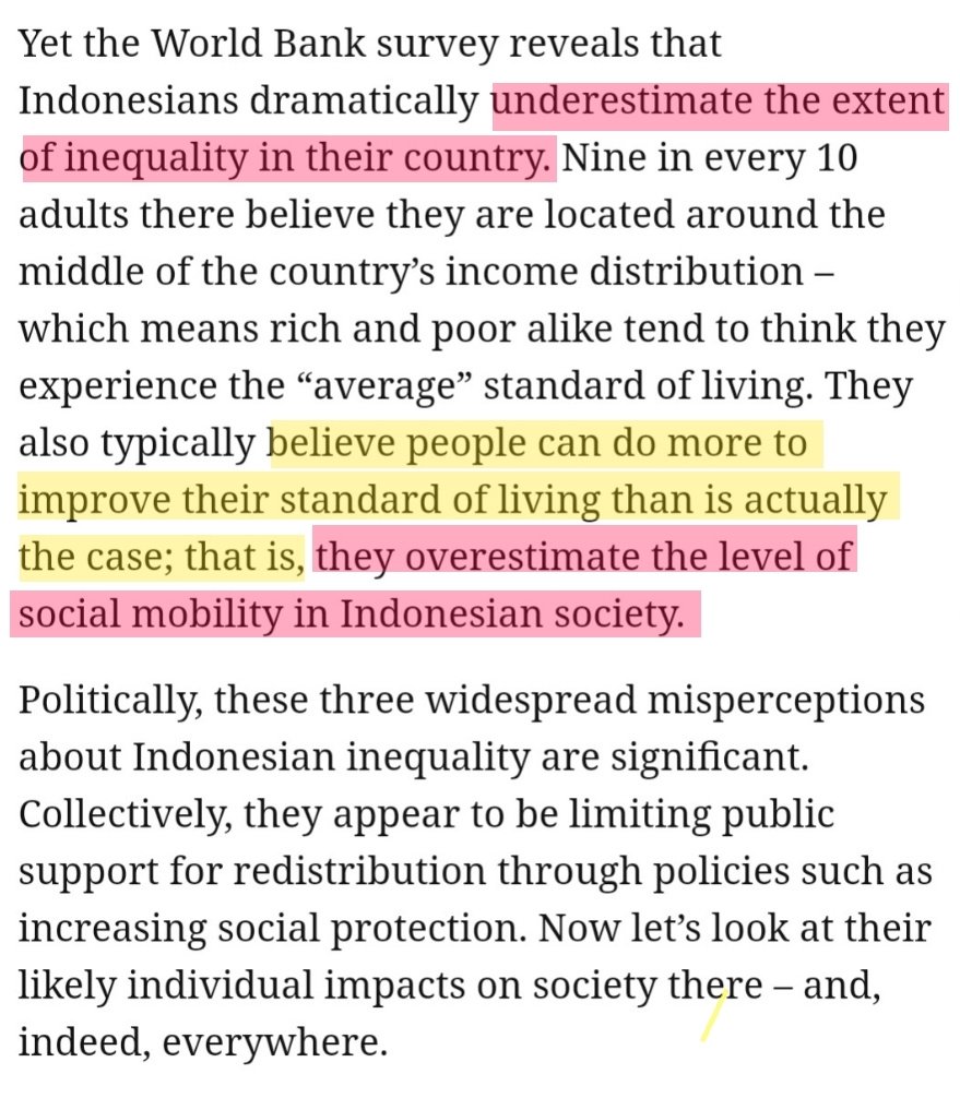Viral 30 juta ini persis kayak hasil studi yang dilakukan World Bank tentang persepsi kesenjangan sosial di Indonesia:Orang Indonesia gak nyadar dan meremehkan kesenjangan sosial di negara ini, kita pikir standar hidup kita adalah yang wajar yang dialami orang lainnya.