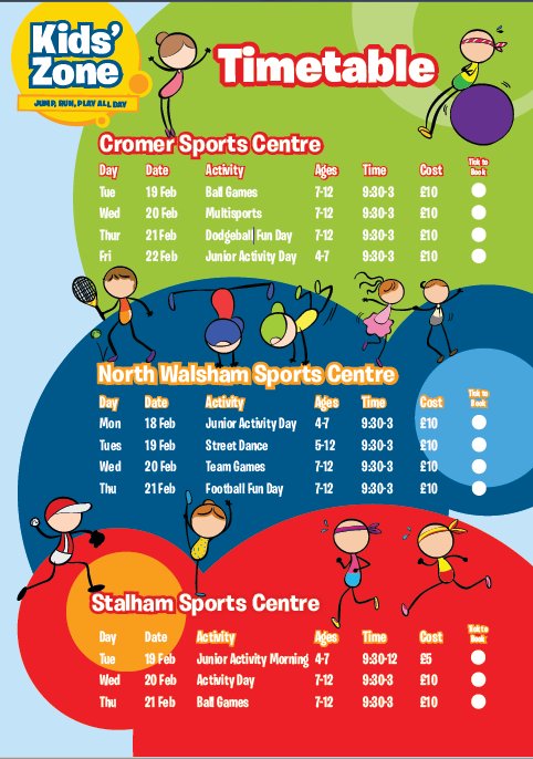 CromerSports's tweet photo. 5 weeks to go! Who's ready for another half term? We have got lot's on offer, with 4 sessions here at @CromerSports. 

Bookings have started to come through, visit the website to join us: https://t.co/58l7jpp9lc 
@NorthNorfolkDC #Cromer https://t.co/V3fwstkU39