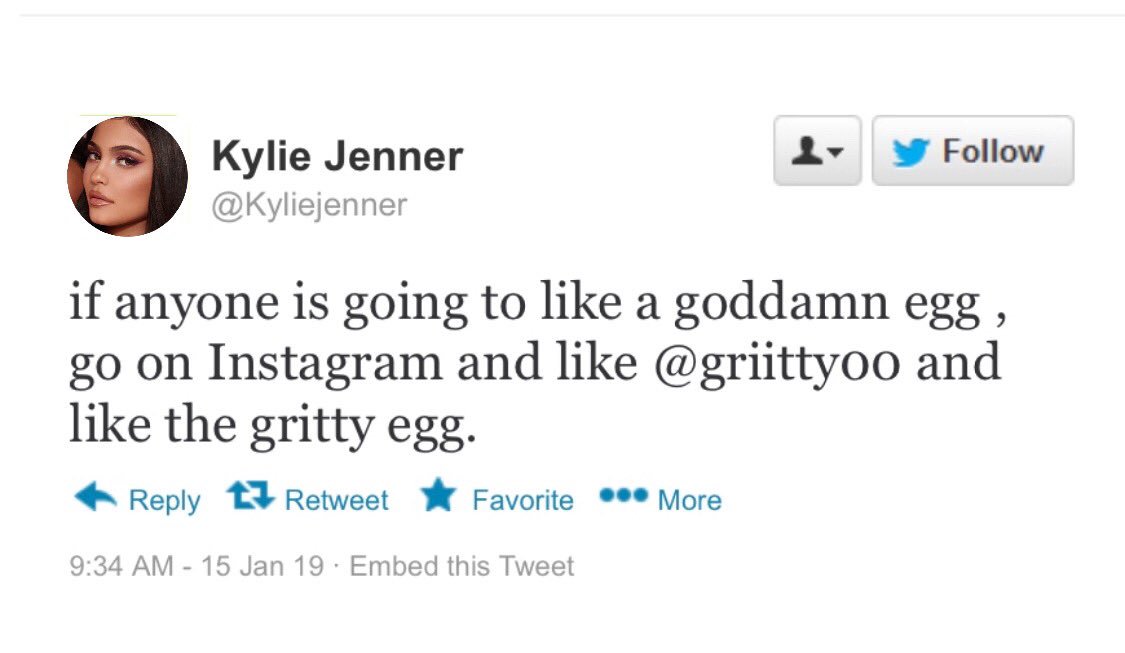 ryanstheshizz's tweet photo. #LikeTheEgg #grittyegg #grittymania #LikeForLikes #KylieJenner #model #funny https://t.co/ZJjy5fexRT