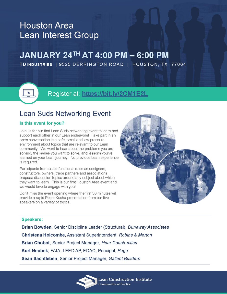 #ICYMI

Register today for our first Houston <a href="/LeanConstruct/">Sharique</a> Lean Suds event on January 24, 2018!

bit.ly/2CM1E2L