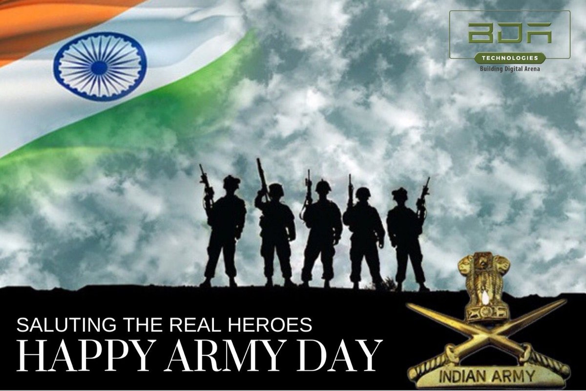 BDATechnologies's tweet photo. We are safe because we have our Army keeping us protected each and every moment…. Salute to our Army and best wishes on Indian Army Day.
.
.
.
#Armyday #salute #indiaarmy #bdatechnologies #wish #successquotes #buildingdigitalarena https://t.co/9FUKFzknz5