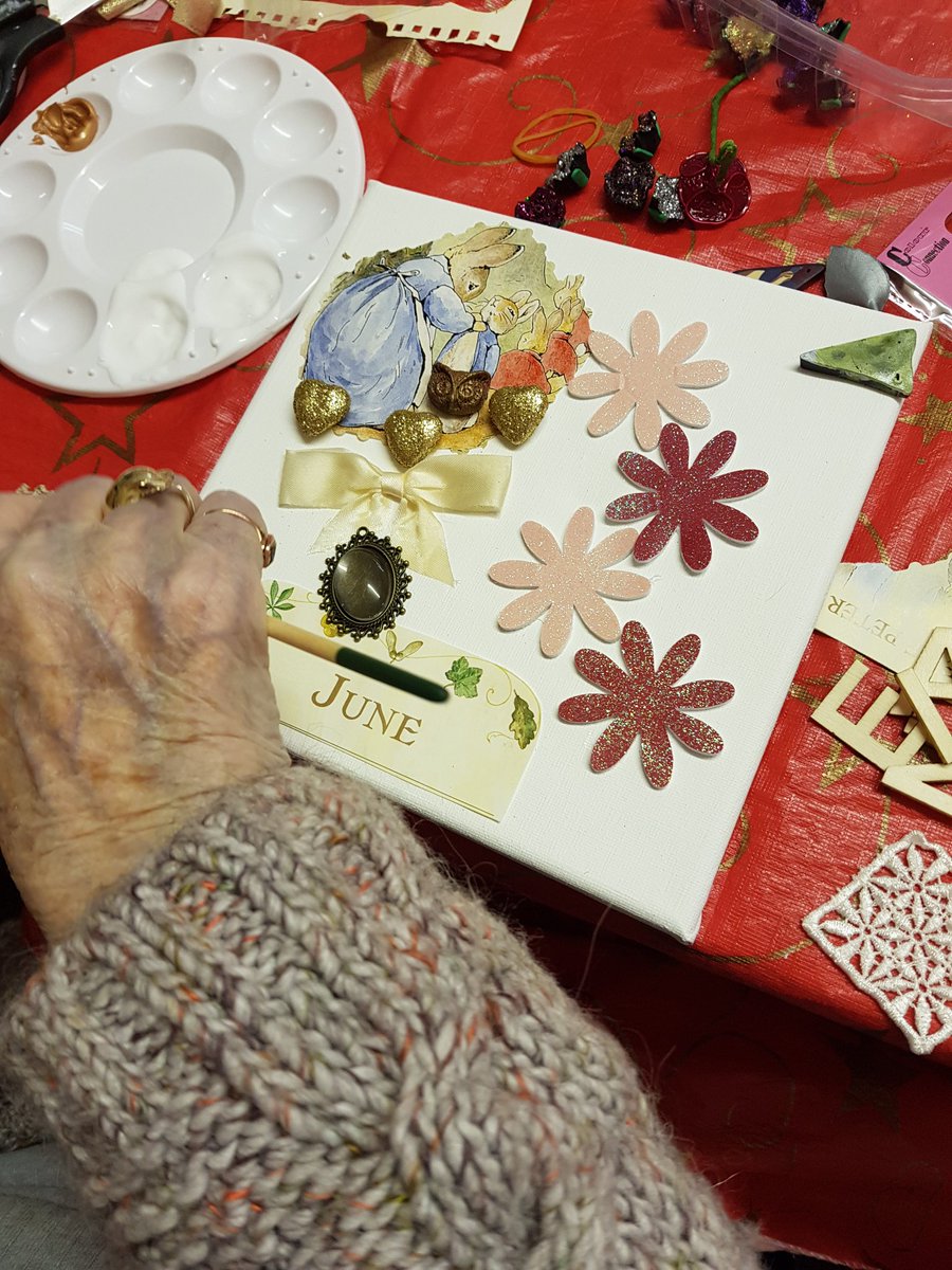 Craft Club have been having a great morning creating embellished canvases. Guided once again by the extremely talented WMA member, Sue.