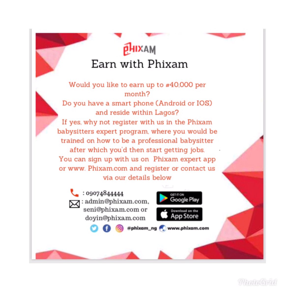 Phixam_ng's tweet photo. Earn with Phixam today... for more details call us on 09074844444 https://t.co/rBWvoNoQL8