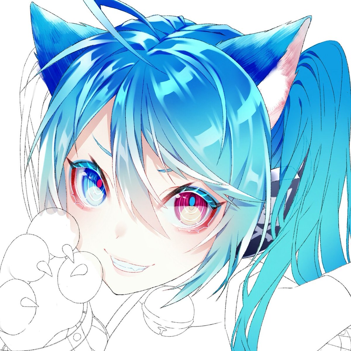 初音ミク 「ディテールに拘って描こうと頑張ってる #にゃんこズ合同 」|₁₀₅₅のイラスト