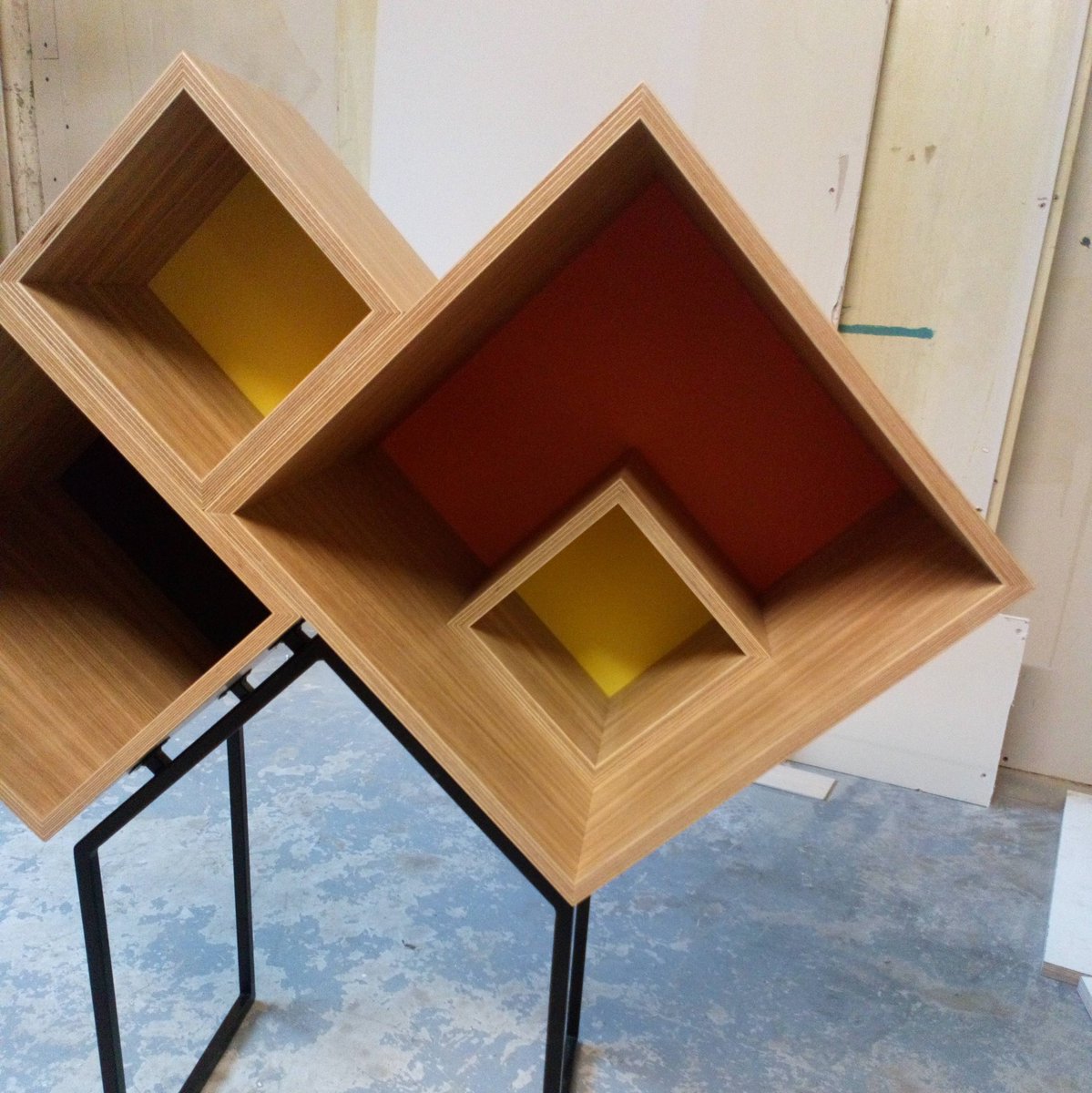 Cubes Units made in collaboration with @woodwireshop ready for <a href="/MaisonObjet/">MAISON&OBJET</a> next week.

The design was inspired by the geometric architecture of Cubes Houses in Rotterdam by Piet Blom.

#design #interiordesign
#furnituredesign #interiors
#modernistliving