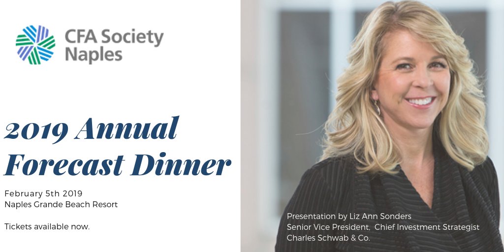 A lively evening discussion on the  state of the economy and financial markets with <a href="/LizAnnSonders/">Liz Ann Sonders</a> presented by CFA Society Naples. Buy your tickets here: cfasociety.org/naples/Pages/C…