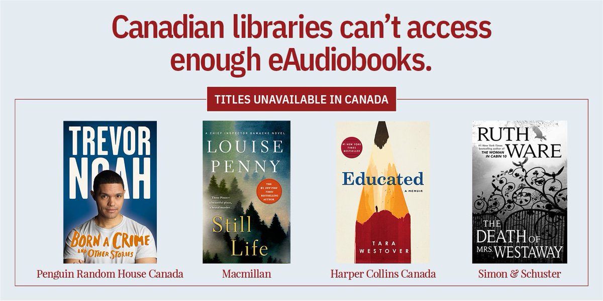 torontolibrary's tweet image. Our public libraries are trying to meet the demand for eAudiobooks, but multinational publishers won’t cooperate. We need your help. Join the movement and help us get stronger #eContentForLibraries. econtentforlibraries.org