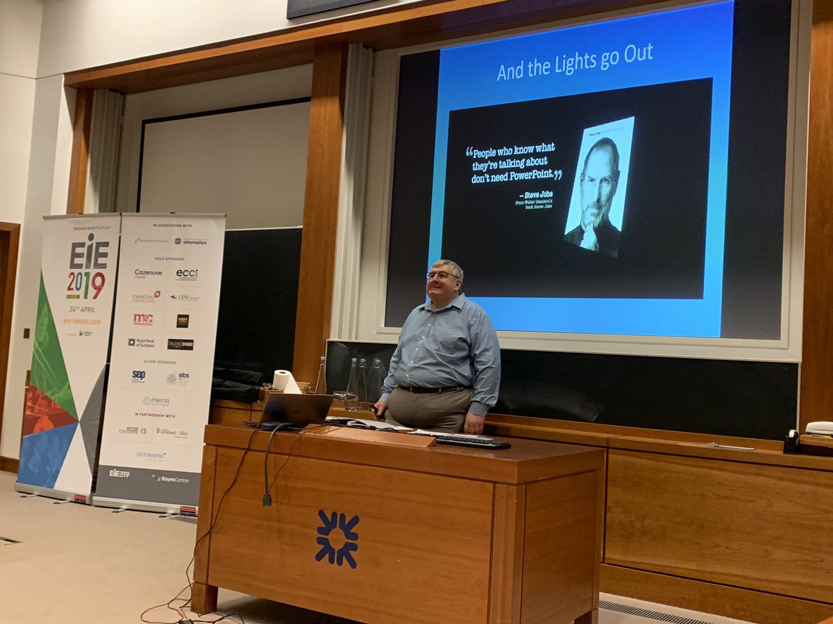 SelbyCary's tweet photo. “People who know what they’re talking about don’t need PowerPoint” - Steve Jobs #EIE19 #MoreThanADay #DataDriven #EIEBootcamp @infventures @CSTMantis https://t.co/nP9ywlCHab