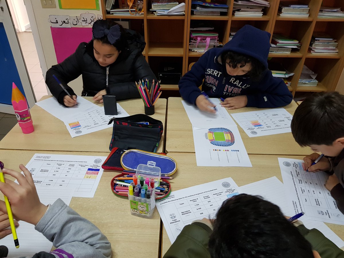 najahshams's tweet photo. 5th graders put their knowledge of euclidean division to the test by becoming event planners and organizing the seating arrangement of a virtual #Clasico match @DawhaHighSchool @FawziehHn #performance_task #Barca #RealMadrid β½οΈβ½οΈ https://t.co/anMwKynMEL