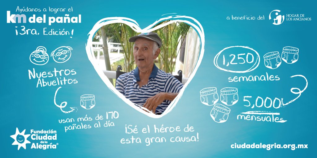 Cddelaalegria's tweet image. #SéHéroe de nuestros 56 abuelitos 👴👵 y súmate a la 3ra edición del #KilómetroDelPañal que se llevará a cabo el próximo sábado 23 de febrero a partir de las 9 am, en nuestras instalaciones, tu hogar.

💛

#TúLoHacesPosible #HazTodoConAmor