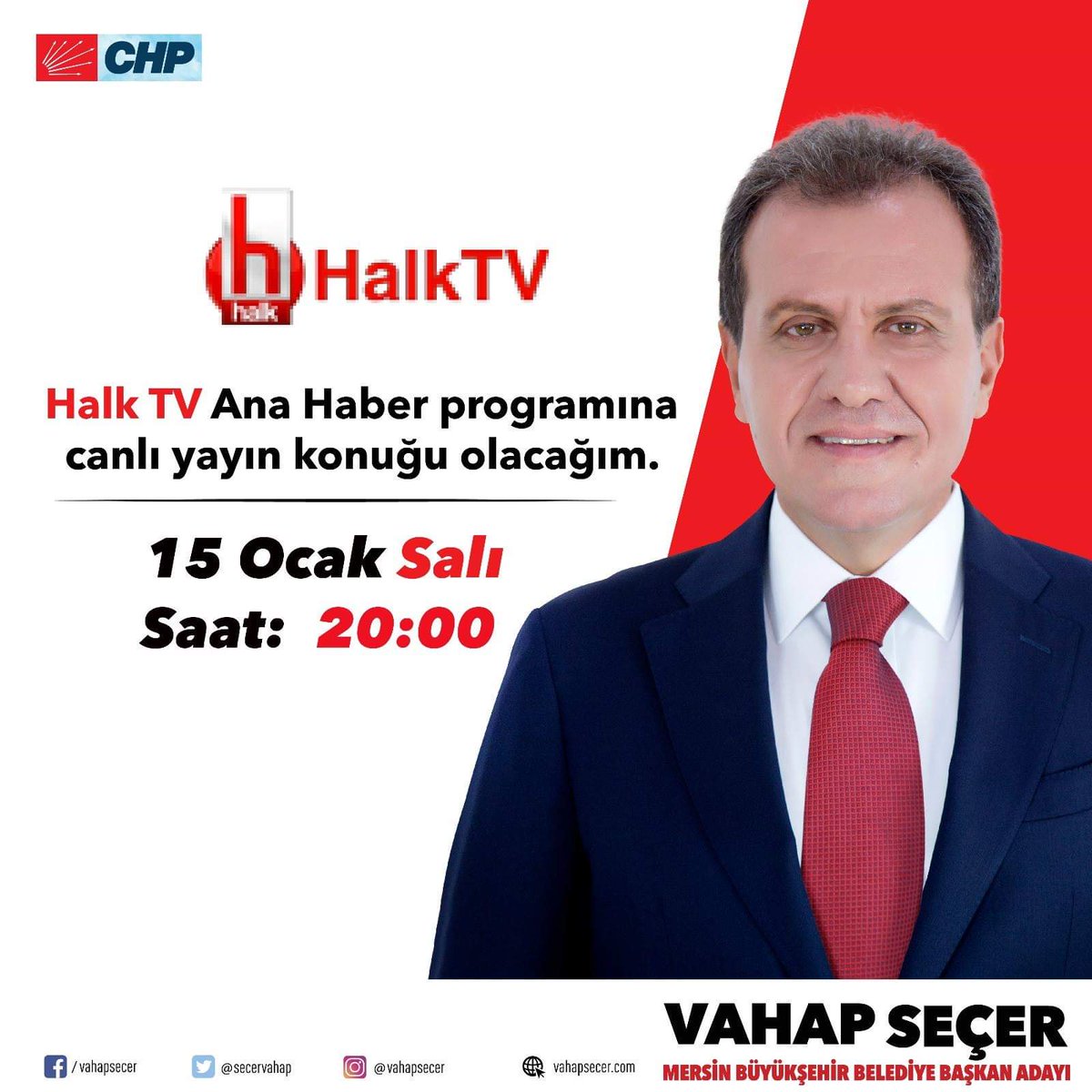 Bugün saat 20:00'de HALK TV Ana Haber programına canlı yayın konuğu olacağım. Yayını Facebook sayfamızdan takip edebilirsiniz. 📺 📺 🎤🎤 #ÇaresiVar #Mersin #HalkTv