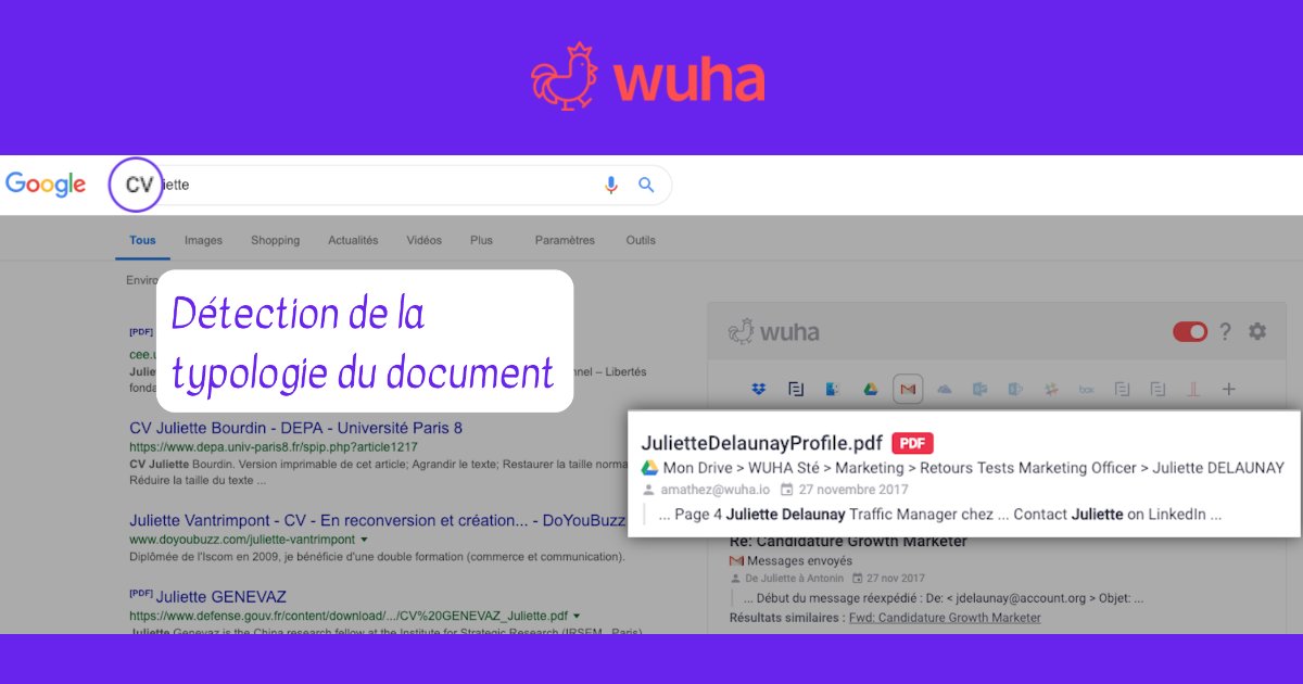 🆕 Nouveauté #2 chez <a href="/Wuhacorp/">Wuha</a> 
Notre #IA décèle désormais la typologie d'un document : un #contrat, un #CV, une #devis, une #facture... Ne vous embêtez plus à renommer vos fichiers, Wuha vous les trouve ! 🤩 #avocat #RH #ExpertsComptables #business buff.ly/2VKJFkM