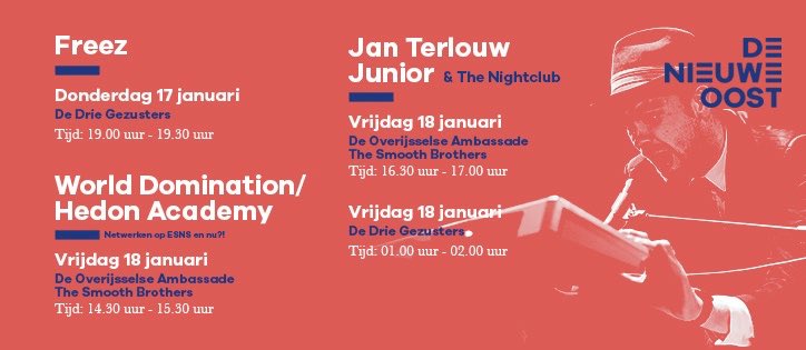 Ons programma op <a href="/ESNS/">ESNS</a>. Zien we je daar?