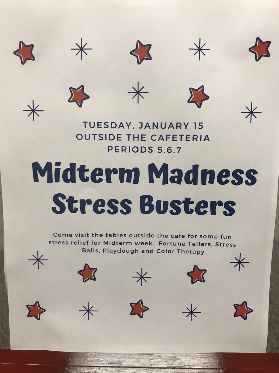 WilliamsonHS1's tweet photo. Midterm Stress Busters at lunch today. Thanks to our awesome Counseling Staff for making this happen! #midtermsarehere #youandmewcsd #growyourway @WCSMarauders @graciemazzullo @GregMacaluso2 https://t.co/yp93w1iha6