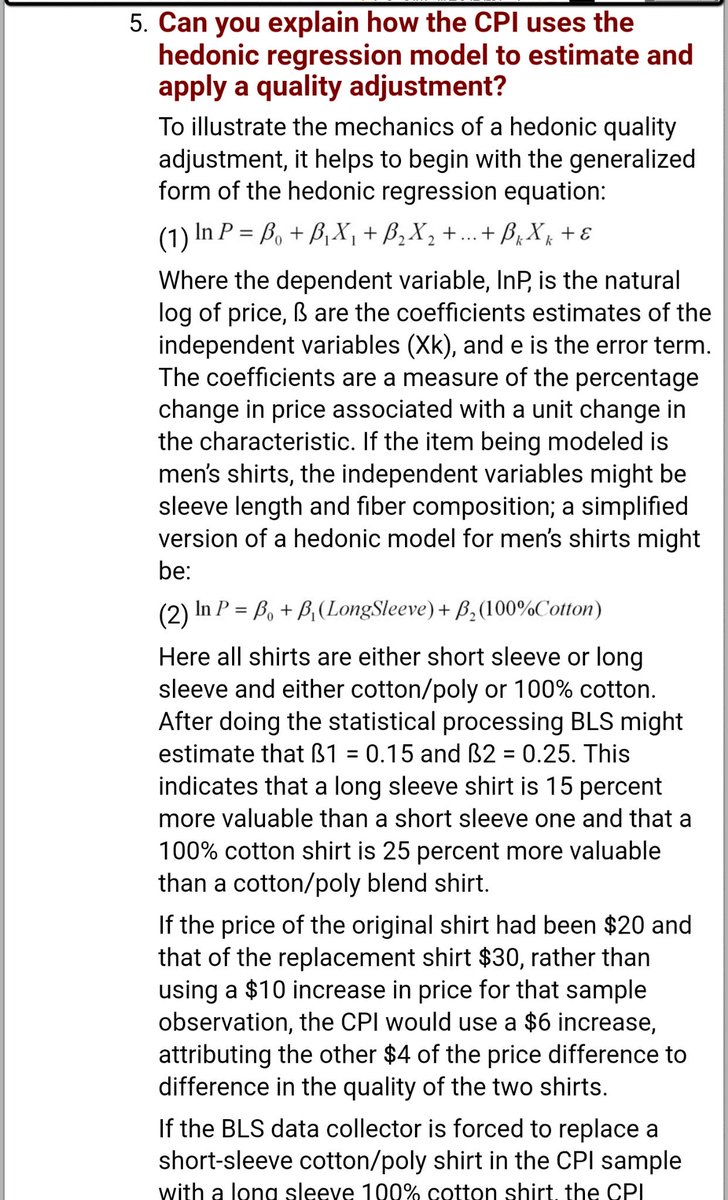 This is how economists actually think, and why CPI is way below the actual "cost of living."For kicks, print this out and take it with you next time you go men's shirt shopping.  https://web.archive.org/web/20100531202521/https://www.bls.gov/cpi/cpihqaqanda.htm