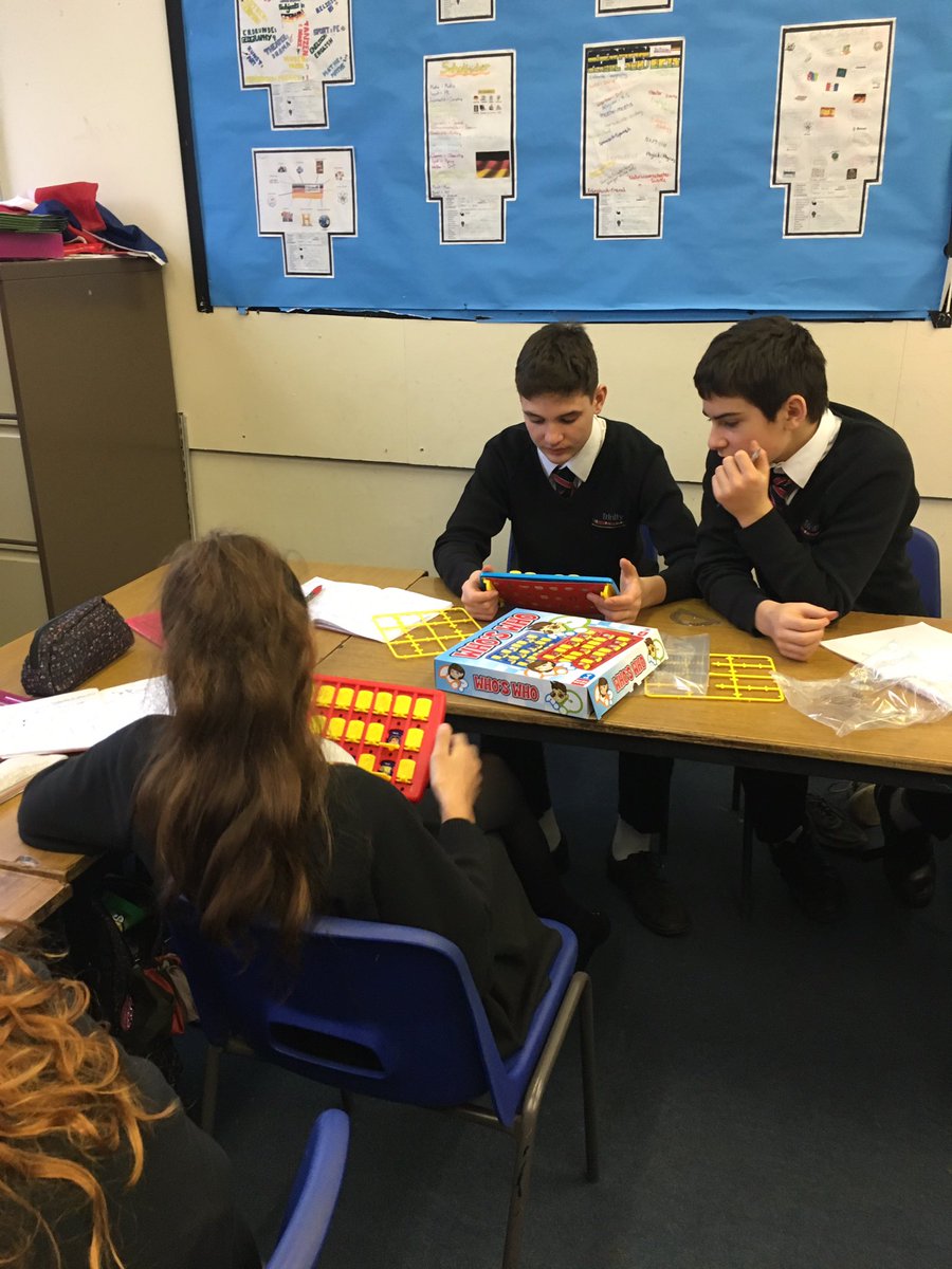 TrinitySchMFL's tweet photo. Year 8 have been learning about describing hair and eyes in German and are now playing Guess Who to test their knowledge! #proudteacher https://t.co/LzGlNaB6rE