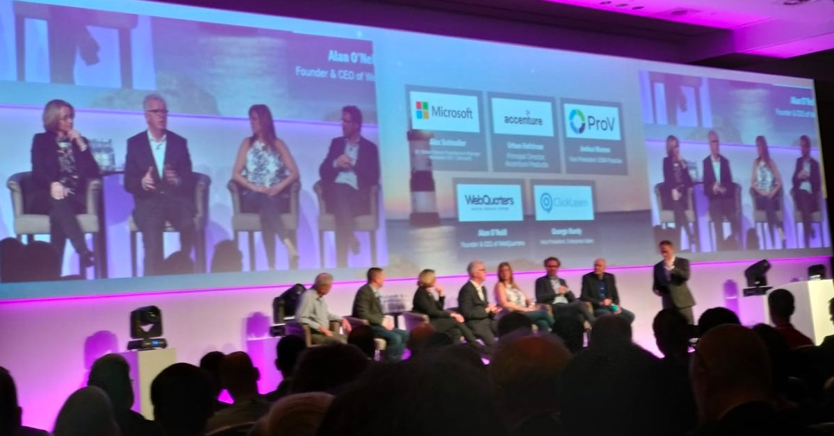 WQSocialM's tweet photo. Microsoft, Accenture, ProV, ClickLearn and WebQuarters all on one stage showcasing #IFS customer experiences in the Beakon of Light Q&amp;A session at the IFS Global Sales Kick Off 2019.

#Microsoft #Accenture #ProV #ClickLearn #WebQuarters https://t.co/GQ3KkENFzu