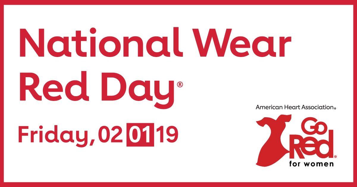 National Wear Red Day is Friday, February 1st. Wear red to raise awareness about cardiovascular disease and save lives! #wearredday #wearredandgive