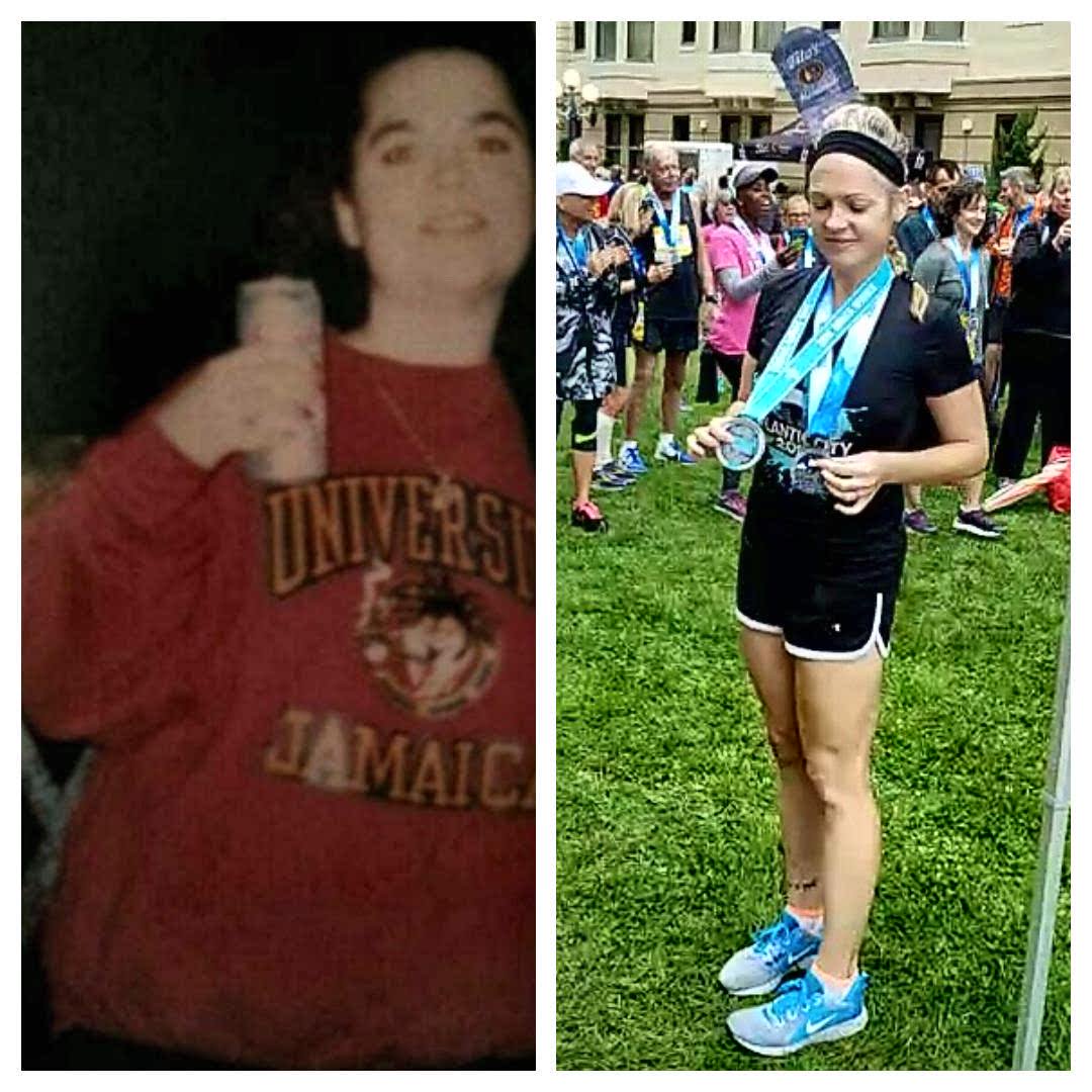 #TransformationTuesday What a difference 18 years can make! ❤ Never doubt yourself! #runner #runchat #ificanyoucan #hardworkpaysoff