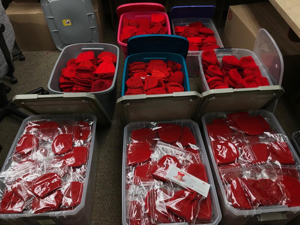 Some really cool things happening in Mid TN w/ #LittleHatsBigHearts!! These tiny, hand-knit hats were made with love by hundreds of volunteers & symbolize our mission of heart-healthy lives for all & raising awareness of congenital heart defects. More on #WearRedDay! #NashGoRed