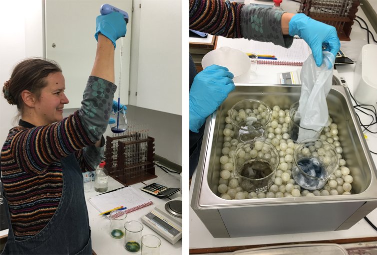 HRPConservation's tweet photo. #InOurStudioToday our technician is beating the #JanuaryBlues by dyeing different shades of blue for our perfectly colour-matched support fabric. She uses conservation dyes to ensure that the support fabric is light and wash-fast #ConservationIsFun #textiletuesday https://t.co/Swsf9wrYN5