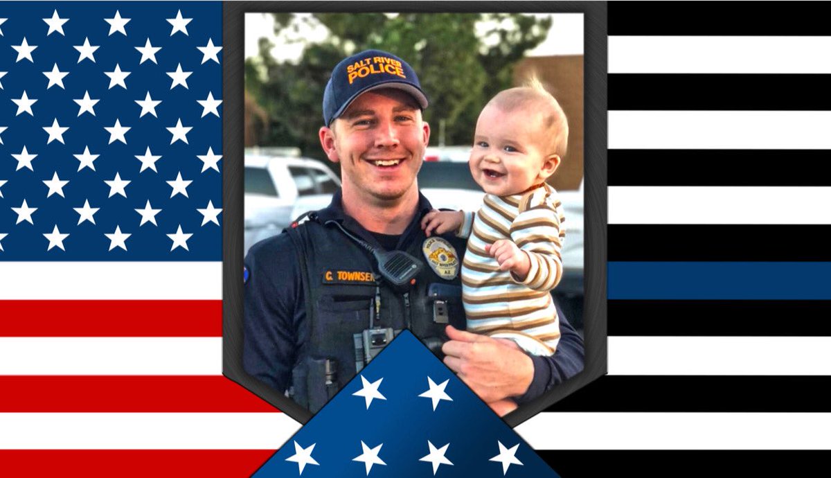 Arizona_DPS's tweet image. From the DPS family to the family and friends of Fallen Salt River Police Officer Clayton Townsend, we mourn the loss of this dedicated public servant, husband, father, son and friend. God bless you