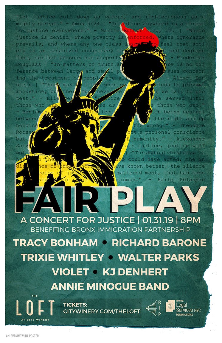 It is about 2 weeks of until #fairplay4bip. Please join us @CityWineryNYC for a great night of music for a great cause. @winevinylmusic @BxImmigration @nicksaya @RichardBarone @AnnieMinogue @tracy_bonham @WalterParks @TrixieWhitleyJp @KJDenhert @CBNP_Hostos