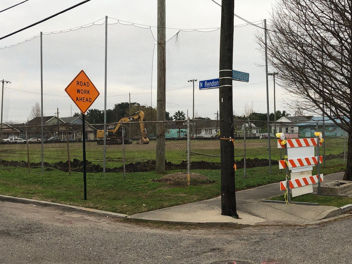resilientNOLA's tweet photo. Construction has begun on the #HaganLafitte #Resilience project #GreenMeetsGreyInfrastructure #EastonPark #UndergroundStorage #FloodReduction #LivingwithWater #CityofYes https://t.co/KjxlG0DC6c