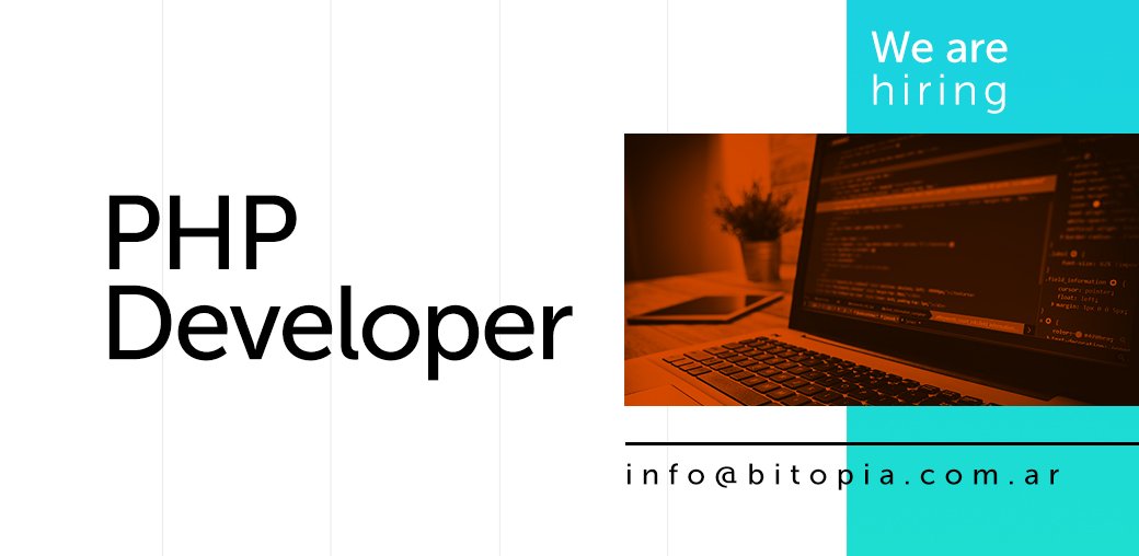 bitopiadigital's tweet photo. ¡En #bitopiaAr te estamos buscando! 📣 PHP Developer Semi Sr 💻
#TrabajoAr, #trabajosihay 👋 Envíanos tu cv al siguiente link ⬇️⬇️⬇️
https://t.co/ezHR86QSbN https://t.co/SsVpzoDnoI