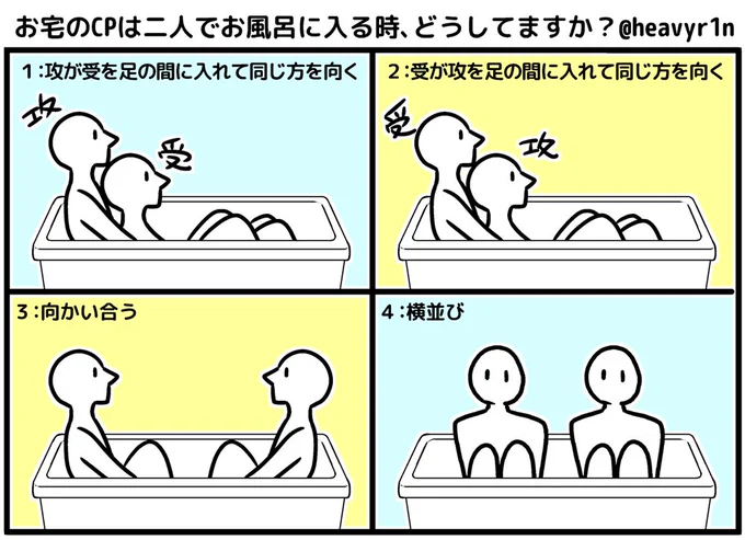 🛁CPのお風呂スタイルアンケート用イメージ画像🛁 https://t.co/S9HKDikWln