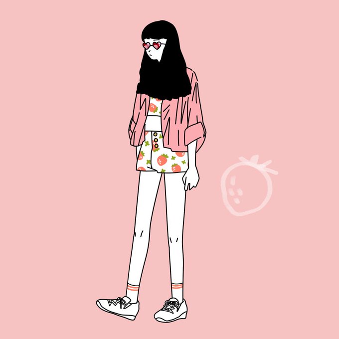 「pink background strawberry print」 illustration images(Latest)