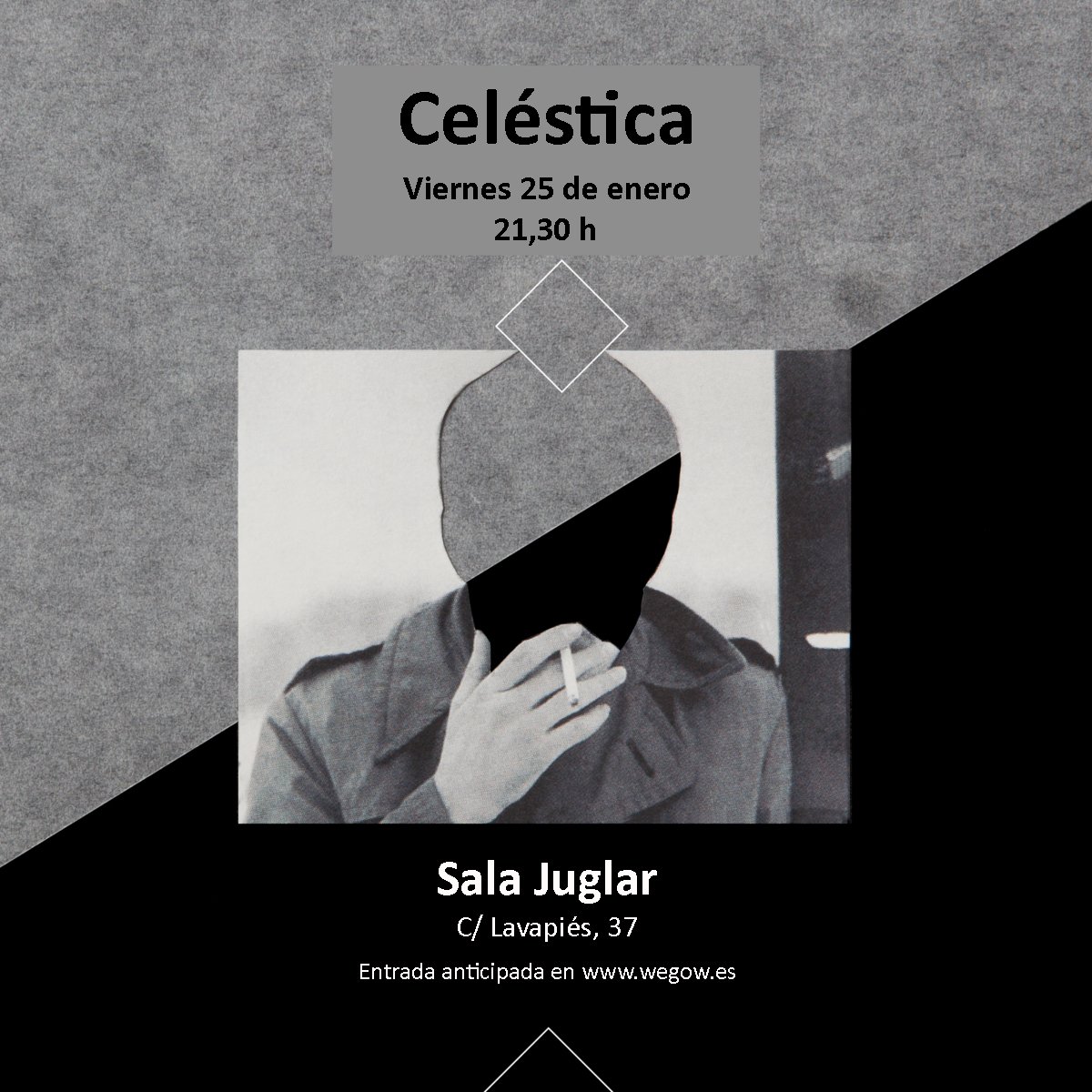 Enero se hace menos cuesta arriba con planes molones. Así que... apunten en sus agendas: Viernes 25 concierto!!!
(Y estrenamos temas nuevos, recién saliditos del local de ensayo).
Anticipadas aquí:
wegow.com/concier…/concierto-de-celestica-en-madrid-2019