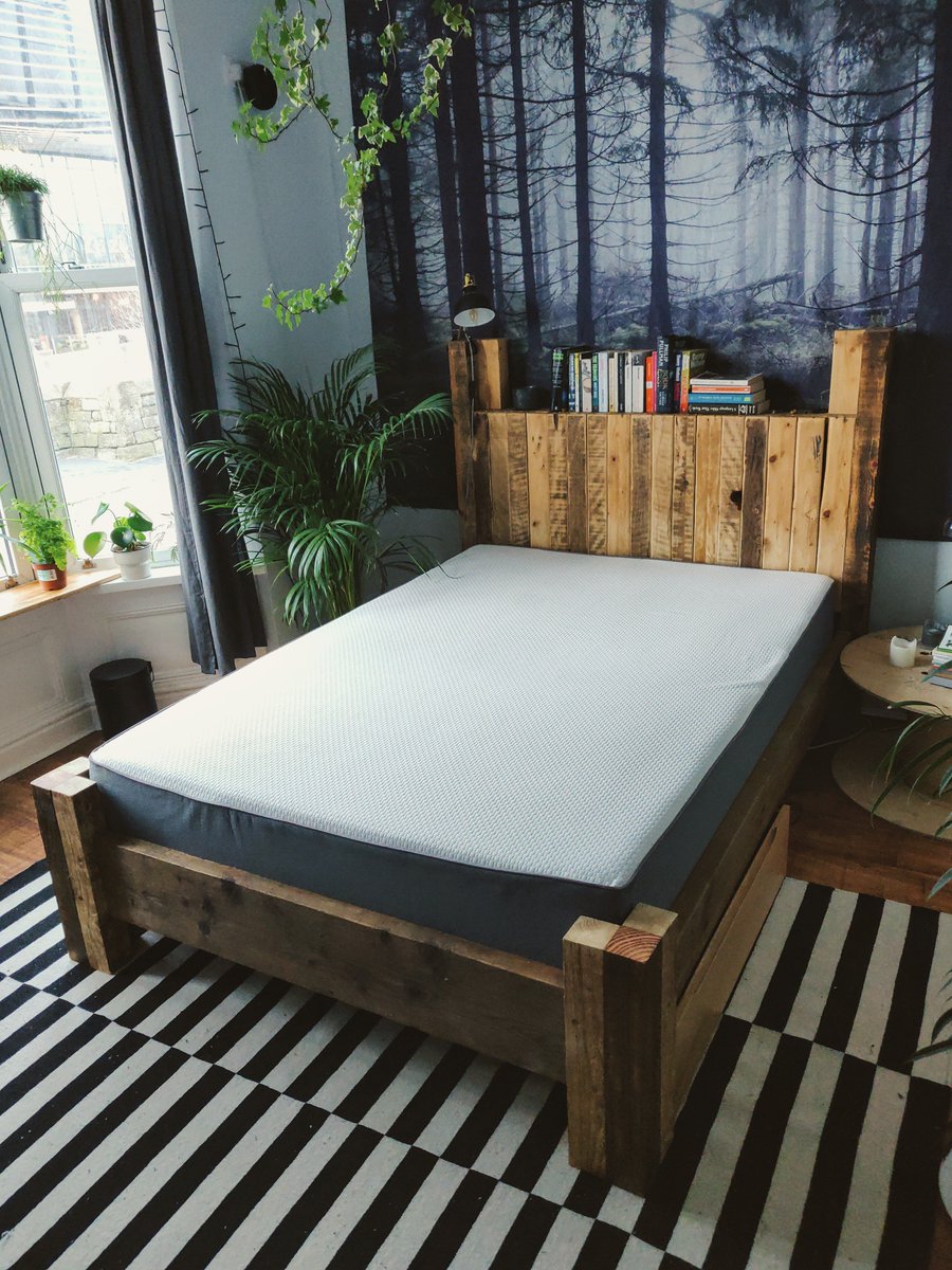 timber_yard's tweet photo. Today's #beinspired #woodworkingproject is gorgeous!  This comes from one of our customers who buys up lengths of our wood and creates the most stunning pieces of furniture for his house.  Here we have wood lengths which became a bed and a cable drum which became a bedside table. https://t.co/4TPYKufjkb