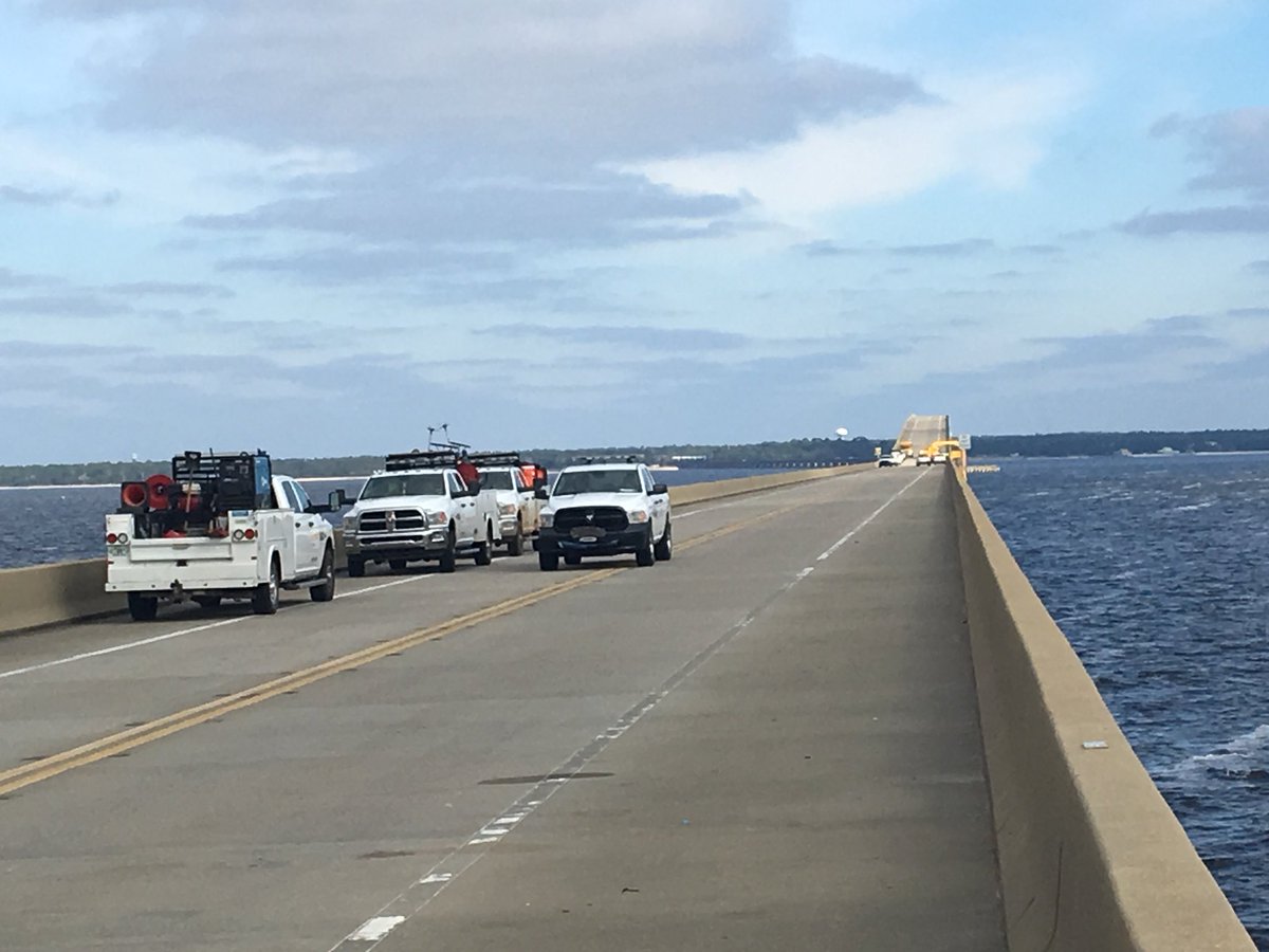 MyFDOT_NWFL's tweet photo. Scenes today from the Mid-Bay Bridge emergency repair project. https://t.co/5z6hLMPoKJ