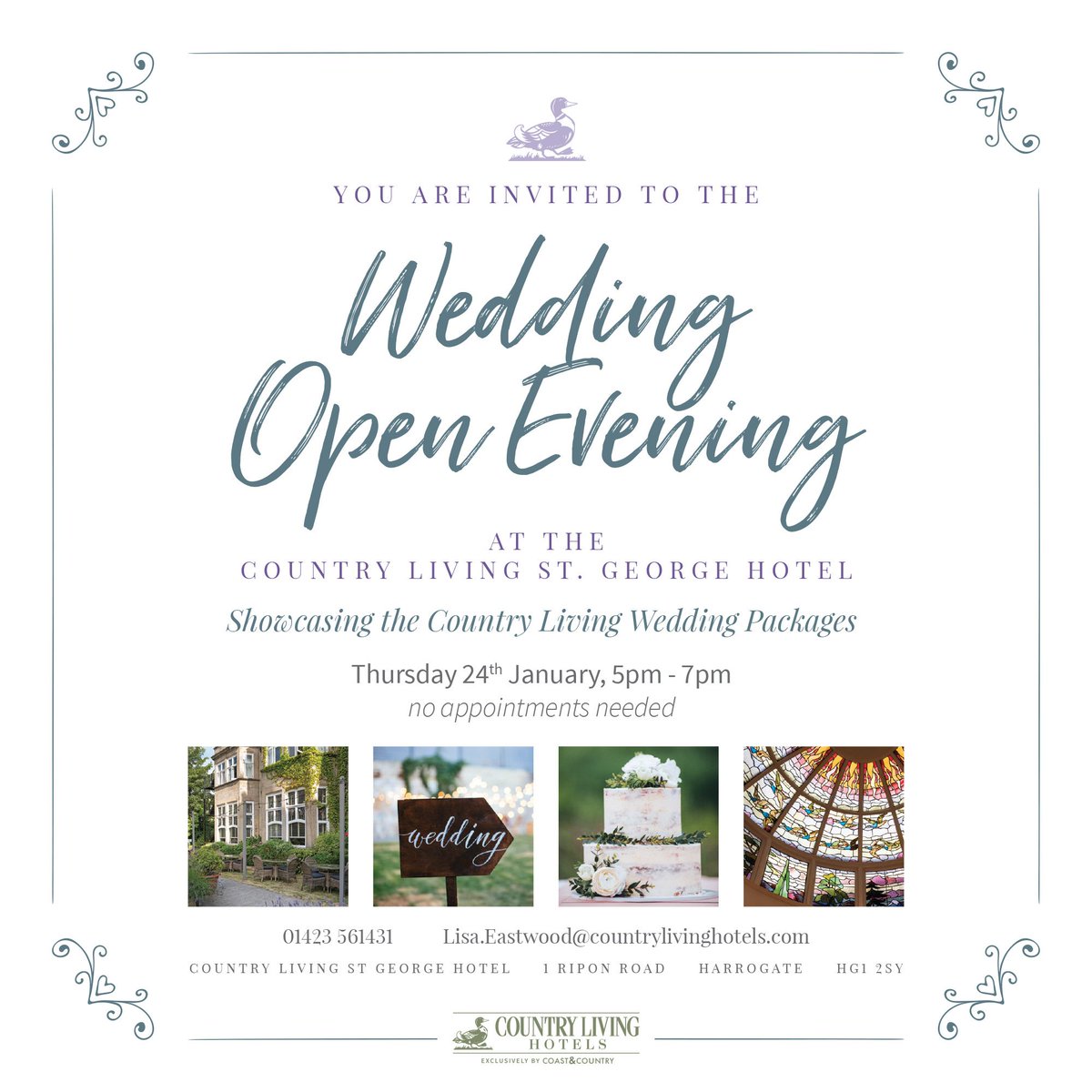 🌿 Let us make your day, a special day 🌿 
Join us as we showcase our fabulous wedding packages. 
Discover a Country Living Hotel wedding -  socsi.in/PYysM