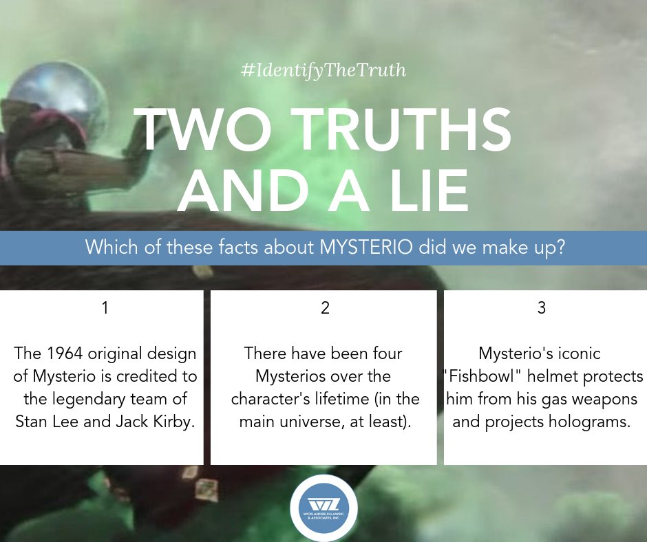 WZ_Training's tweet photo. Mysterio is a classic Spider-Man villain and also the perfect villain for a WZ investigator since he's all about disguising the truth! Can you #IdentifyTheTruth about the latest Marvel movie sensation? https://t.co/OaS4oBB6MT