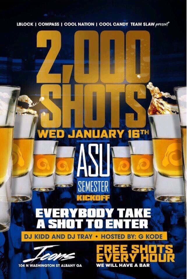 Let’s Start This Year Off D R U N K 🤪🥵 2000 Shots Going Crazy #January16th Free Shots EVERY HOUR 🔥🔥 #IconsWednesDaze #ComePartyWithCompassEntNoLacking 😎