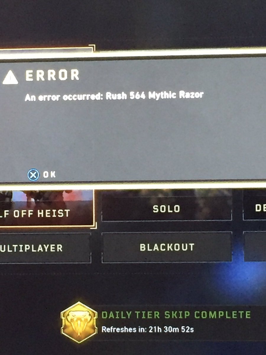 lukebampton's tweet photo. @Treyarch this just kicked me out of a Blackout game. What does it mean? https://t.co/R9M79ksJac