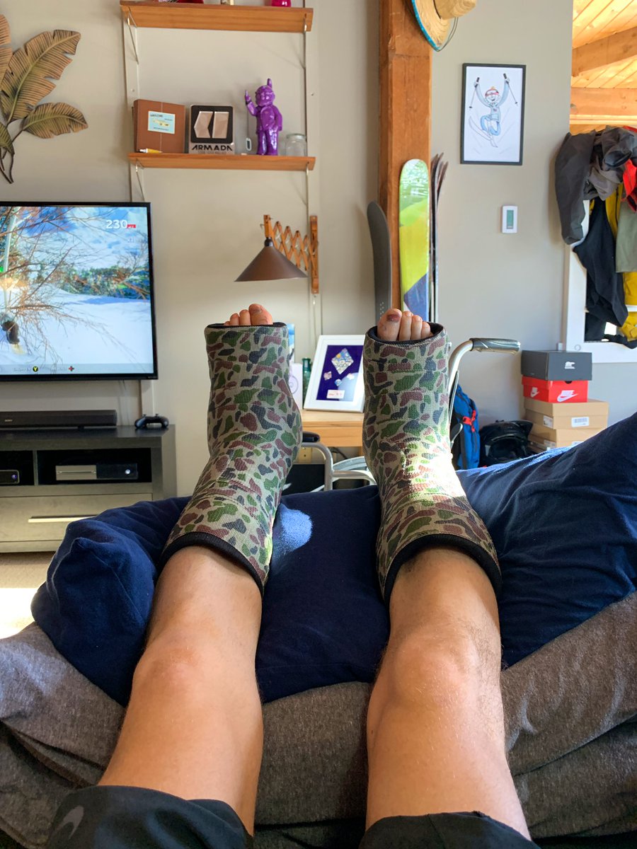 Broke both my heels and my nose at the @DewTour 2 weeks ago 🙁

Surgeries are all done and went well, now I’m finally home! 

A lot of couch time time this month, who got some Netflix show suggestions?