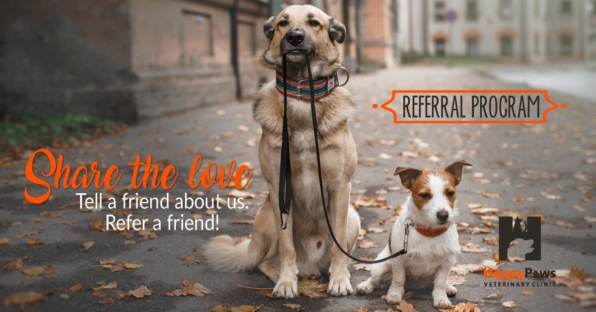 Do you know someone who could use a friendly, local vet like Happy Paws? Refer a friend and book a complimentary Meet &amp; Greet with our vets! Share the love. 
#referafriend #ShareTheLove #meetandgreet #petcare