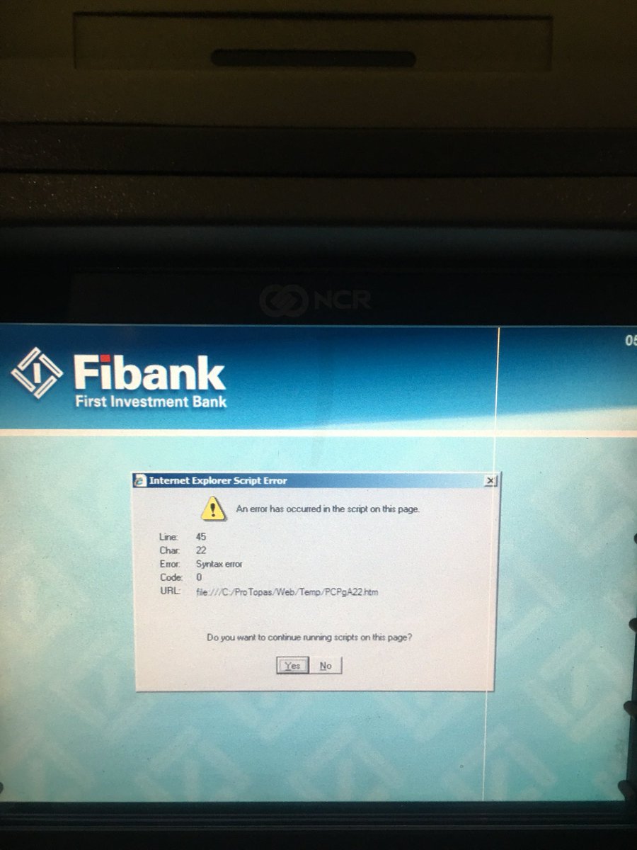 Имате прекрасен банкомат, @Fibank жалко че нямате достатъчно финансови средства да сложите нещо по-ново от 18 годишния windows XP. Сега сигурно ще чакам със седмици докато ми върнете картата #2019 #bankfail