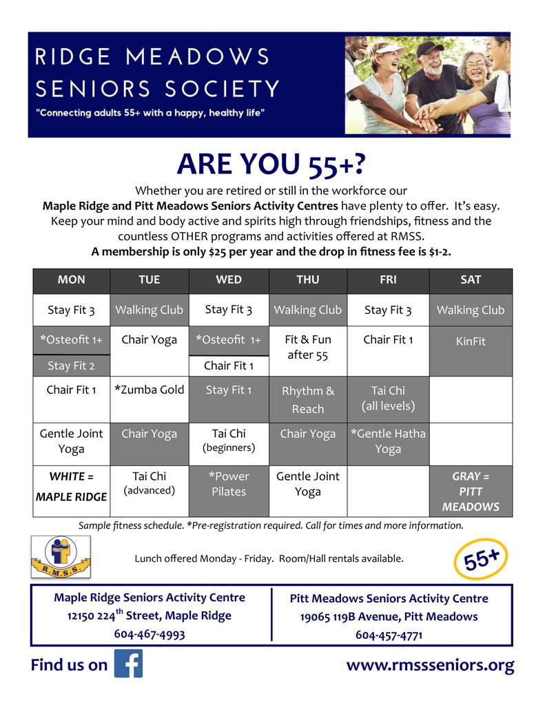whatsonrm's tweet photo. For the 55+! Lots of great activities through the Ridge Meadows Seniors Society!
#whatsonridgemeadows #mapleridge #ridgemeadows #communitymagazine #communityliving #communityevents #eventsentertainmentbusiness
#advertisewithus #janfeb #whatsonrm #ridgemeadowbusiness https://t.co/KhH8DZbg9R