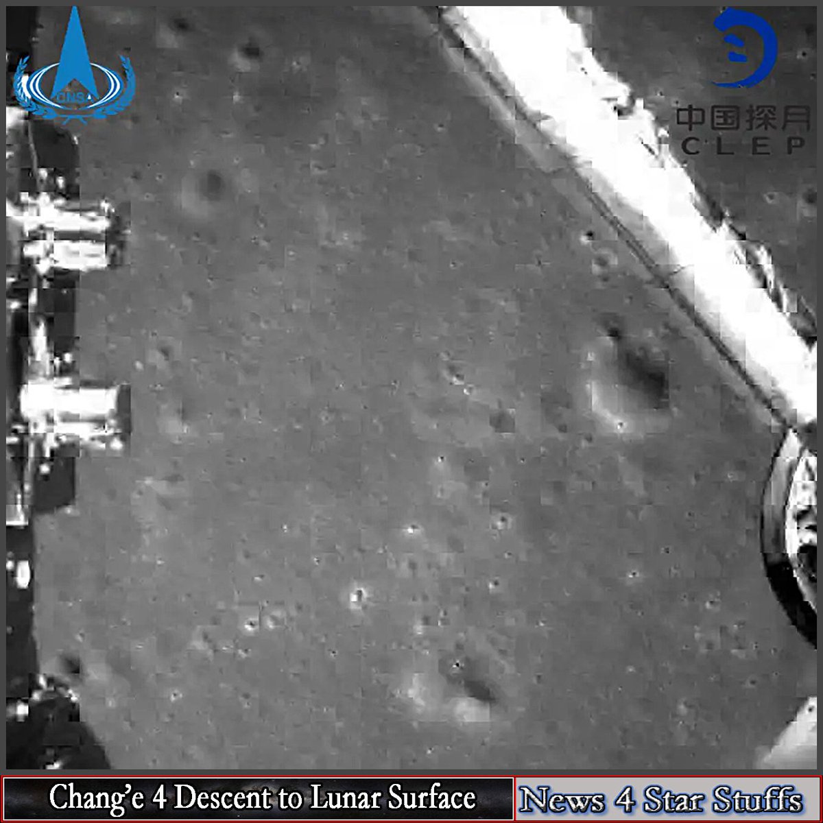 WhatsUpInSpace's tweet photo. First Surface Pic From 
Dark Side of Moon

Congratulations @CSNA_en and Chang'e-4!!

#CSNA #Moon #MoonLanding #Rover #China #SpaceRace #2019 #Space #Lunar #LunarLander #ChineseSpace #ChineseSpaceProgram #Astronomy #SolarSystem #Tech #Luna #SpacePics #SpaceNews #News4StarStuffs https://t.co/ryq6uc7vyE