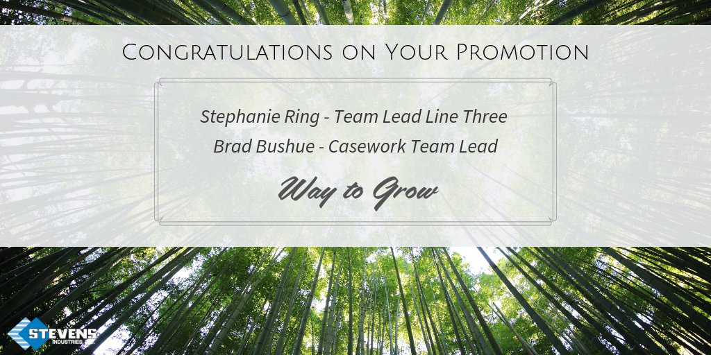 Stevens_Ind's tweet image. Congratulations Stephanie and Brad! #iamstevens #waytogrow #growthmindset #teamwork #promotion