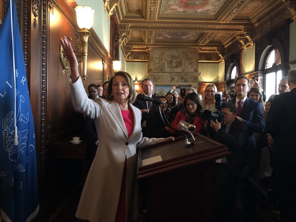 This is a photo of #SpeakerPelosi taken a little while ago as she was speaking to the groups who saved our health care by organizing over 10k events last year with her. This is what real leadership looks like.