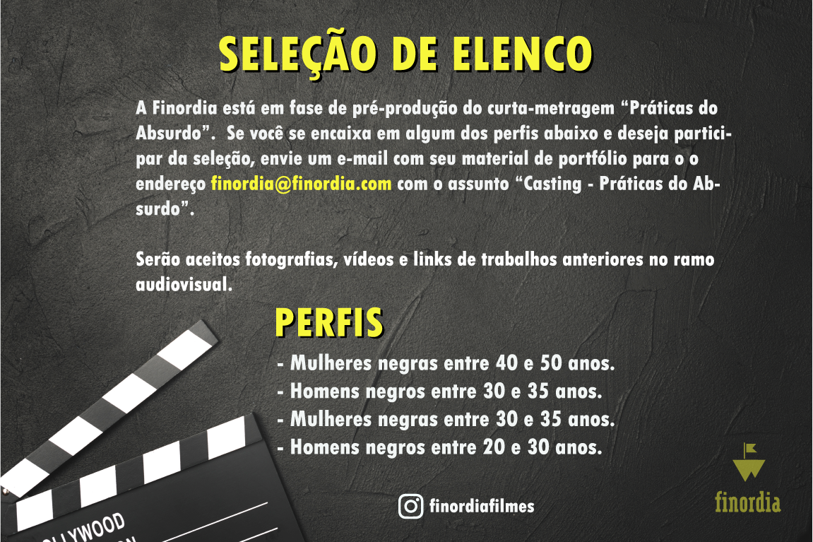 finordia's tweet photo. Salve, amantes de cinema! Seleção de atores e atrizes para nosso novo curta "Práticas do Absurdo". aso queira participar da seleção de elenco, é só enviar seus materiais de foto (ou vídeo) para finordia@finordia.com. #casting #seleçãodeelenco #audiovisual #cinema #atriz #curtas https://t.co/SU0k3xiVEw