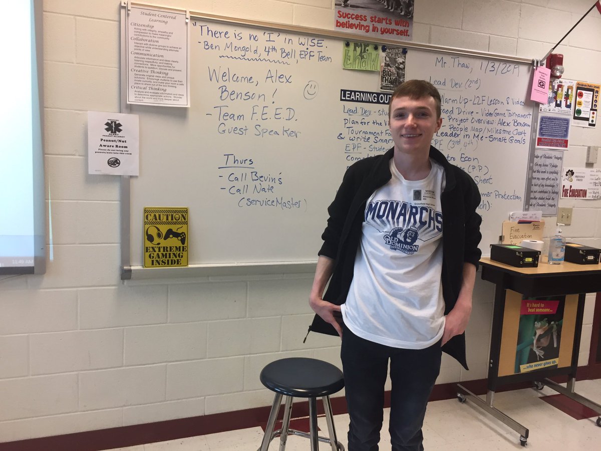 GrassfieldSTEM's tweet photo. Thank you, STEM ‘16, ODU ‘20 BS Communications/TV &amp; Cinema Production, Alex Benson @alexbensontv for working with the IncrEDIBLES @Grassfieldlead1. The next @LeadtoFeed project will continue to STEM the tide of food insecurity. Video game tournament 1/19. https://t.co/xT6sdfdNR3