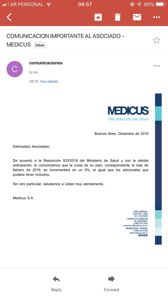 lulirza's tweet photo. @Vickybonnini @SSSALUD @dzapatillas Medicus me informó hoy con fecha de diciembre https://t.co/7LcLUf6rsN