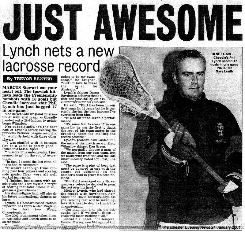 #TBT Phil Lynch (Cheadle / England)
17 Goals in one game <a href="/CheadleLacrosse/">Cheadle Lacrosse</a> <a href="/englacrosse/">England Lacrosse</a> 
🥍🥅🏴󠁧󠁢󠁥󠁮󠁧󠁿👏👏👏