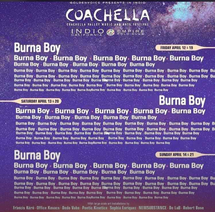 mp_maniac's tweet photo. Sorry Uncle Burna Boy, Coachella has fixed it https://t.co/AY6lULVjSi
